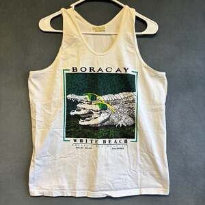 Ocean Wave Vintage Boracay White Beach Alligator Tank Top White Surf Beach